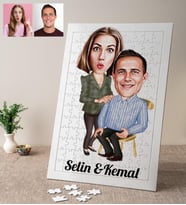 Karikatürlü Kadın Erkek Kişiye Özel Puzzle