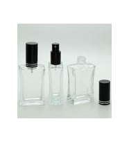 BOŞ PARFÜM ŞİŞESİ 50 ML (2 ADET) İÇBÜKEY SİYAH METAL VALF VE KAPAK