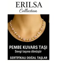 Sertifikalı Kırık Taşlı Model Pembe Kuvars Taşı Kolye – Sevgi ve Şefkat Enerjisi (Çok Renkli)