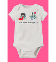 Unisex Bebek Beyaz Organik Baskılı Pamuklu Body