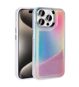 Apple iPhone 15 Pro Max Uyumlu Kılıf Airbagli Renkli Arka Yüzey Boncuk Tasarımlı Zore Kumul Kapak (Mor)