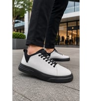 Ont Bağcıklı Keten Dokulu Hafif Taban Erkek Günlük Casual Sneaker Ayakkabı - Beyaz