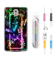 Samsung Note 3 4 5 8 9 20 Ultra 10 Lite Kılıf Kablo Koruma Spiral Silikon Butterfly Neon 1684