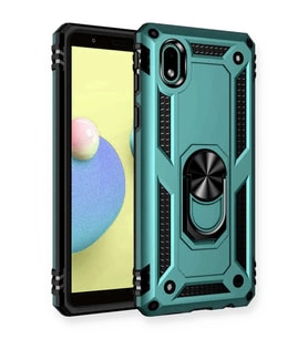 Newface Samsung Galaxy A01 Core Kılıf Sofya Yüzüklü Silikon Kapak - Yeşil