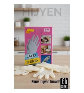 Mey İthalat® Transformacion 6'lı KUTULU Latex Eldiven Hijyenik, Esnek ve Çok Amaçlı Kullanım İçin 72