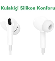iPhone 11 Pro, 11 Pro Max, 14 Pro, 14 Pro Max ile Uyumlu Silikonlu Lightning Kulaklık, Beyaz