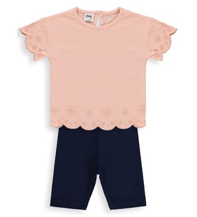 Civil Baby Düz Brodeli 6-18 Ay Takım - Pudra
