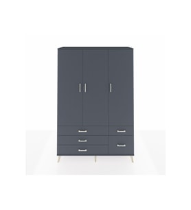Hyperion Gardrop 5 Raflı 5 Çekmeceli Tek Askılı 132x44x195 Antrasit-Antrasit
