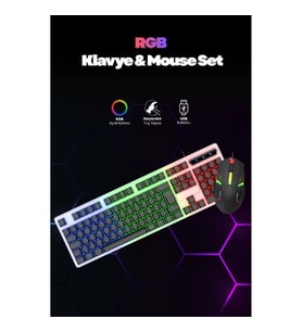 Periboia Kablolu Işıklı Gaming Standart Türkçe Q Klavye Ve Mouse Seti (STD)