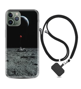 Apple iPhone 11 12 13 14 Pro Max Kılıf Boyun Askılı Silikon Astronoot Red Baloon 1608