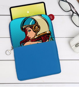 BK Gift Pop Art Tasarımlı Taşınabilir Koruyucu Tablet Kılıfı & Organizer Çanta - Mavi-14