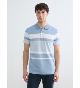 LCWAIKIKI Classic Mavi Polo Yaka Çizgili Pike Tişört