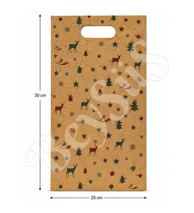 30x25 cm Yılbaşı Temalı Çanta Kraft 2 Adet