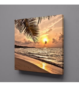DENİZ ÜZERİNE DOĞAN GÜNEŞ KANVAS TABLO 80x80cm (Karışık)