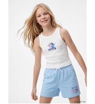 LCW Kids Beyaz Stitch Ve Angel Baskılı Kız Çocuk Atlet