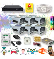 Qromax 6 Kameralı Set - Yapay Zeka Özellikli Gece Renkli Gösteren 5MP SONY Lensli 4 Ultra Warm Ledli FULLHD Güvenlik Kamerası Seti 784W-118