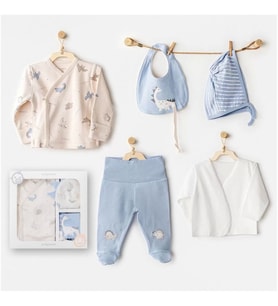 Andywawa Ac25910 Newborn Set Dino 5'li Hastane Çıkışı Beige