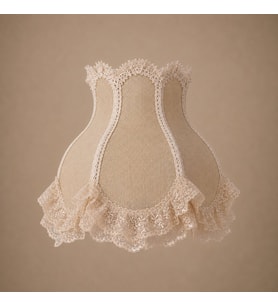 Bej Kadife Kaplı El Yapımı Abajur Şapkası 27x25cm