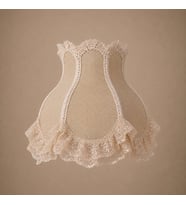 Bej Kadife Kaplı El Yapımı Abajur Şapkası 27x25cm