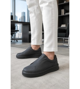 İnfua Bağcıksız Cilt Erkek Günlük Casual Sneaker Ayakkabı – Siyah