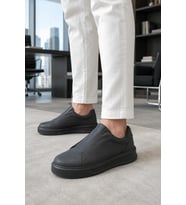 İnfua Bağcıksız Cilt Erkek Günlük Casual Sneaker Ayakkabı – Siyah