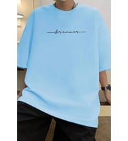 Erkek Dreamer Baskılı Oversize Tshirt (Bebe Mavi)