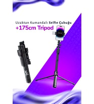 175 cm Uzaktan Kumandalı Bluetooth Selfie Çubuğu ve Tripod