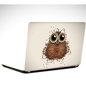 Kahve ve Baykuş Laptop Sticker 17 inch (39X27CM)
