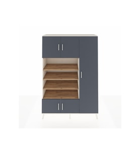 Hyperion Dolap 11 Raflı 5 Kapaklı 132x44x195 Aytaşı-Antrasit/Çam