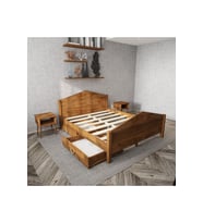 Mi̇lano Piramit Model 4 Çekmeceli Masif Ahşap Karyola Kolay Kurulum Fırınlanmış İthal Sibirya Çamı 120x200 Yatak Uyumlu