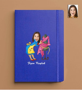 Kişiye Özel Kadın Model 13x21 Mavi Defter-40