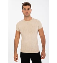 Maraton SlimFit Erkek Bisiklet Yaka Bej- T-shirt