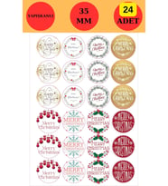 24 Adet - 8 Çeşit Yılbaşı Sticker - Yılbaşı Hediye Sticker - Yılbaşı Paketleme - Yılbaşı Süsü