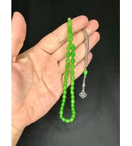 SIKMA KEHRİBAR TESBİH DAMLA KESİM KÜÇÜK BOY YEŞİL RENK 6MM X 9MM T-540 (Çok Renkli)
