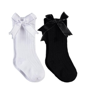 Civil Baby Çift Fiyonk Aksesuar 2'li 6- Bebek Kız Çorap Set - Standart