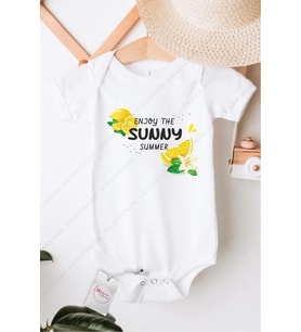 Enjoy The Sunnnny Summer Özel Tasarım Bebek Zıbın Pamuklu Çıtçıtlı Body