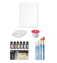 Mastermix Akrilik Boya Seti 60 cc 6 Pastel Renk Tuval Seti 35x50 Tuval Boyama Seti Su Kabı Palet