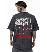 Slipknot Rock Metal Müzik Grubu Sırt Baskılı Unisex Oversize Eskitme Yıkamalı Tişört