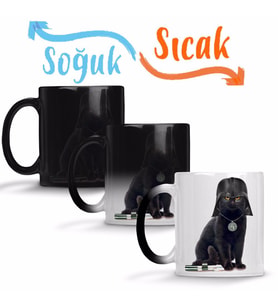 Kedi Star Wars Cat Vader Sihirli Kupa Bardak Porselen