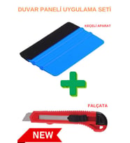Duvar Paneli Uygulama seti 1 Adet Keçeli Ragle 1 Adet Falçata Pratik Duvar Paneli Kağıdı Folyo Seti (Karışık)