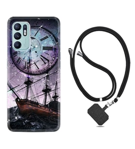 Oppo Reno 6 Kılıf Silikon Boyun Askılı İpli Desenli Silikon Time 1749