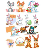 Tavşan Sticker Set-4 14 Parça Telefon, Tablet, Defter, Laptop Sticker