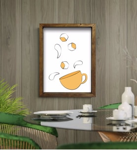 BK Gift Cafe & Bar & Restaurant Konseptli Doğal Masif Ahşap Çerçeveli Tablo-61
