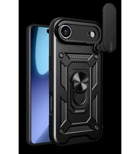 iPhone 17 Air Pars Lens Yüzüklü Silikon - Siyah
