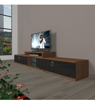 Decoraktiv Flex 4 Mdf Gold Tv Ünitesi Tv Sehpası - Ceviz Siyah (Siyah - Ceviz)