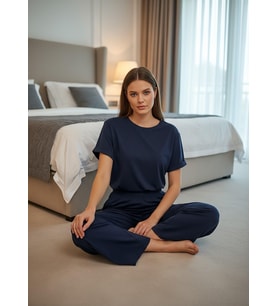 Mihra Kadın Oysho Bisiklet Yaka Kısa Kol İnce Pijama Takımı 20102L - 1 Adet