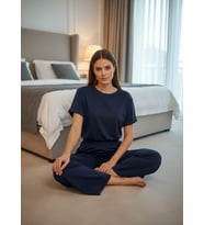 Mihra Kadın Oysho Bisiklet Yaka Kısa Kol İnce Pijama Takımı 20102L - 1 Adet