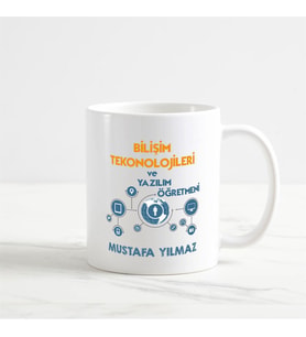 Kişiye Özel Bilişim Teknolojileri Öğretmeni Beyaz Kupa Bardak (3. Tasarım)