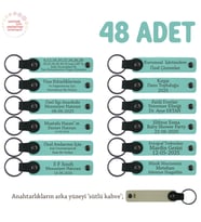 Ahşap Oyuncak Atölyesi Katılımcılarına 48'li Set, Kişisel Mesajlı Anahtarlık, Turkuaz & Sütlü Kahve