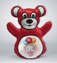 BK Gift Sevimli Kedi Tasarımlı Kırmızı Ayıcık Yastık-6